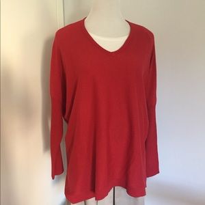 Red Oversized V Neck Sweater Larsen Gray